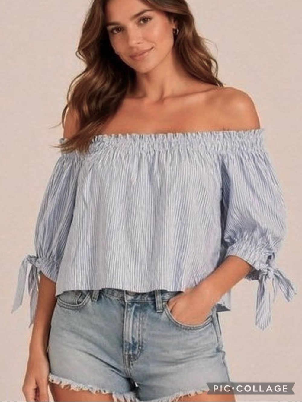 American Eagle Outfitters Off the Shoulder Blue White Striped Top XS Nautical